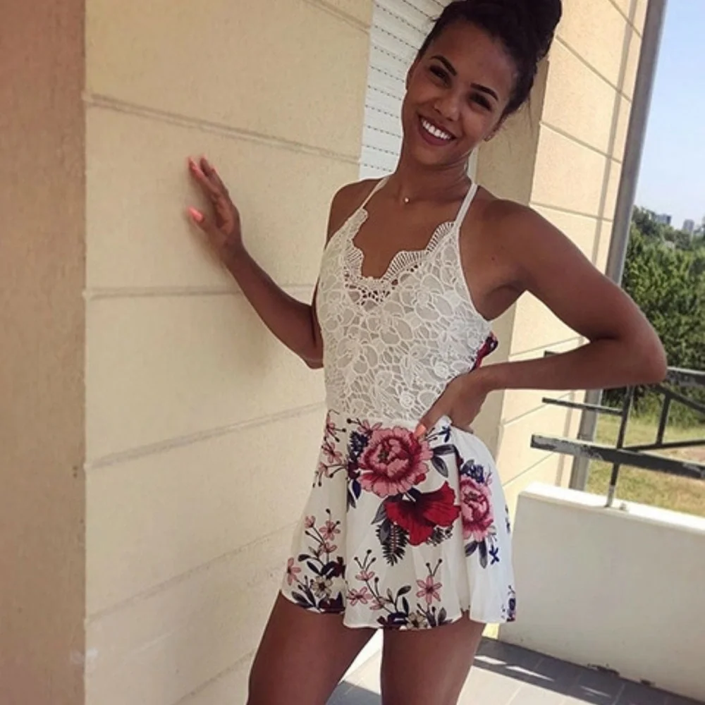 White Floral Romper - Picture 6 of 8